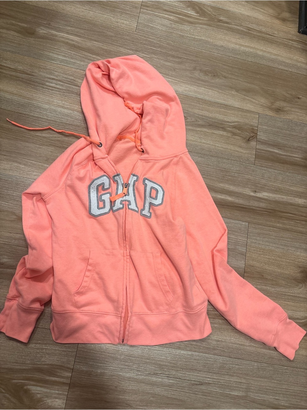 GAP womens Coral Pink Zip-Up Hoodie size medium
